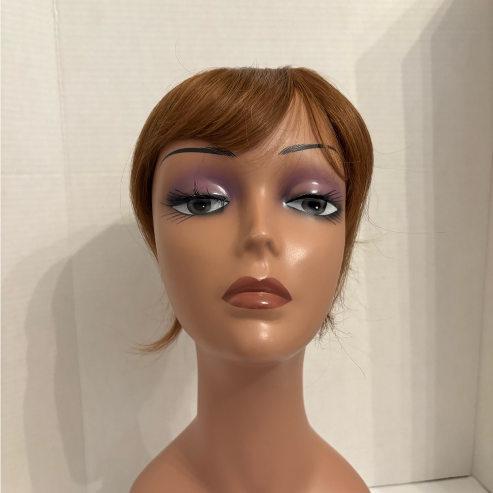 Bangs With Clips Real Hair Topper Light Golden Auburn Brown Silky Straight New